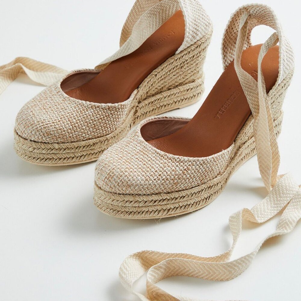 Kourbela Woven Espadrille Platform Wedges – Mediterranean Raffia – Size 40 - Picture 4 of 6